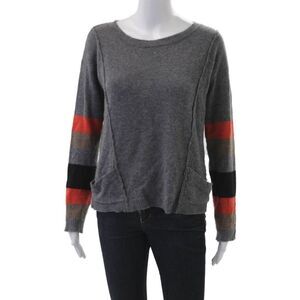 Bibelot Unisex Dark Gray Cashmere Striped Crewneck Pullover Sweater Size XS